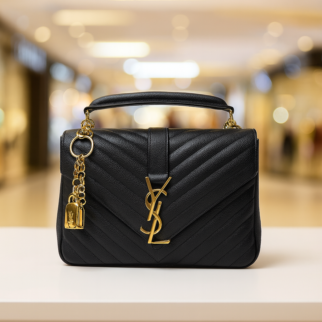 Saint Laurent Saint Laurent College Quilted Medium Shoulder Bag (Dot Perfect)