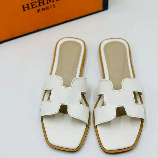 Hermes slide white Hermes slide branded slide