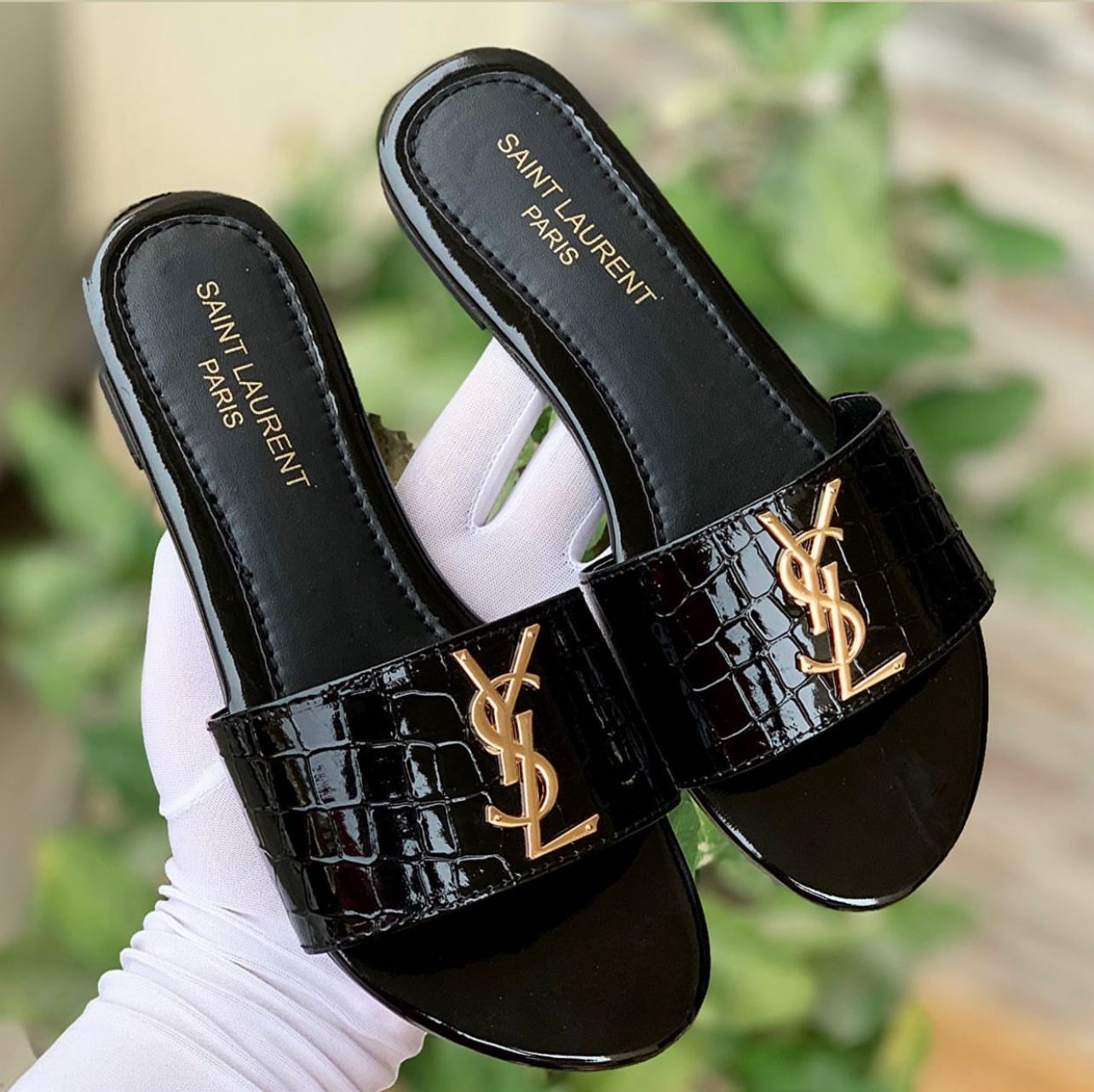 ysl slide branded slide ysl black slide