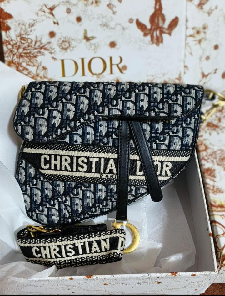 Dior Saddle Bag Black Oblique Embroidery