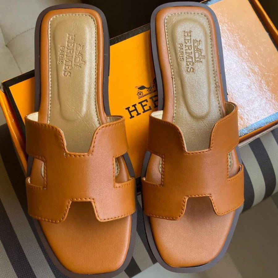 Hermes Slide brown Hermes Slide branded slides
